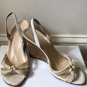 Kate Spade Ivory Rope Knotted Wedges